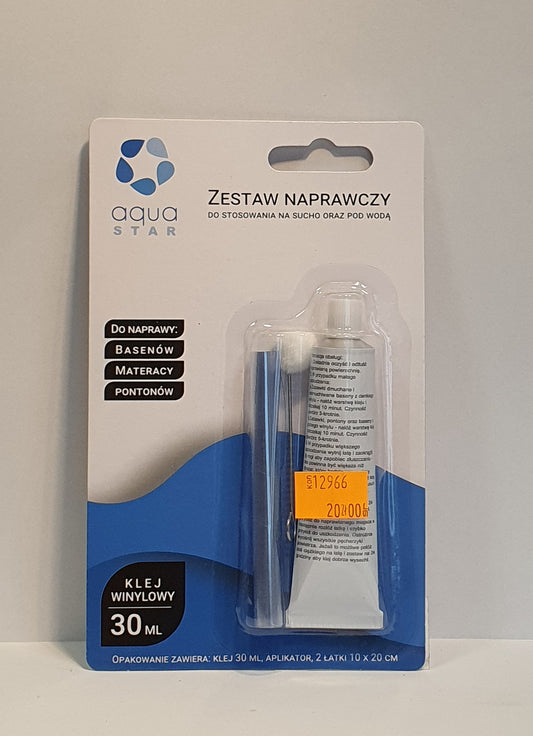 Zestaw naprawczy do basenów AquaStar 2 łatki + klej 30ml