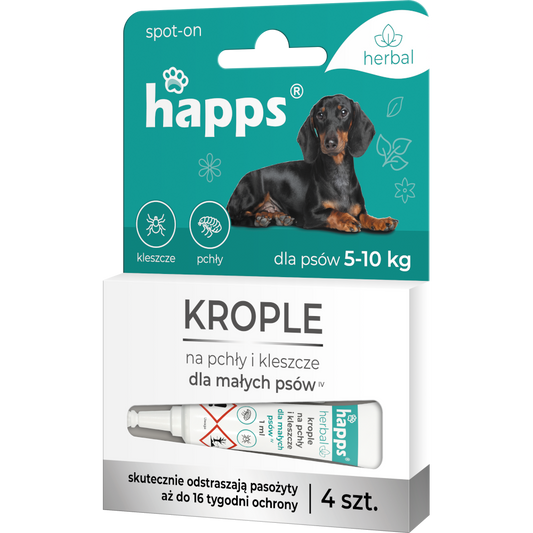 Krople przeciw pchłom dla małych psów Happs herbal spot-on 5-10kg