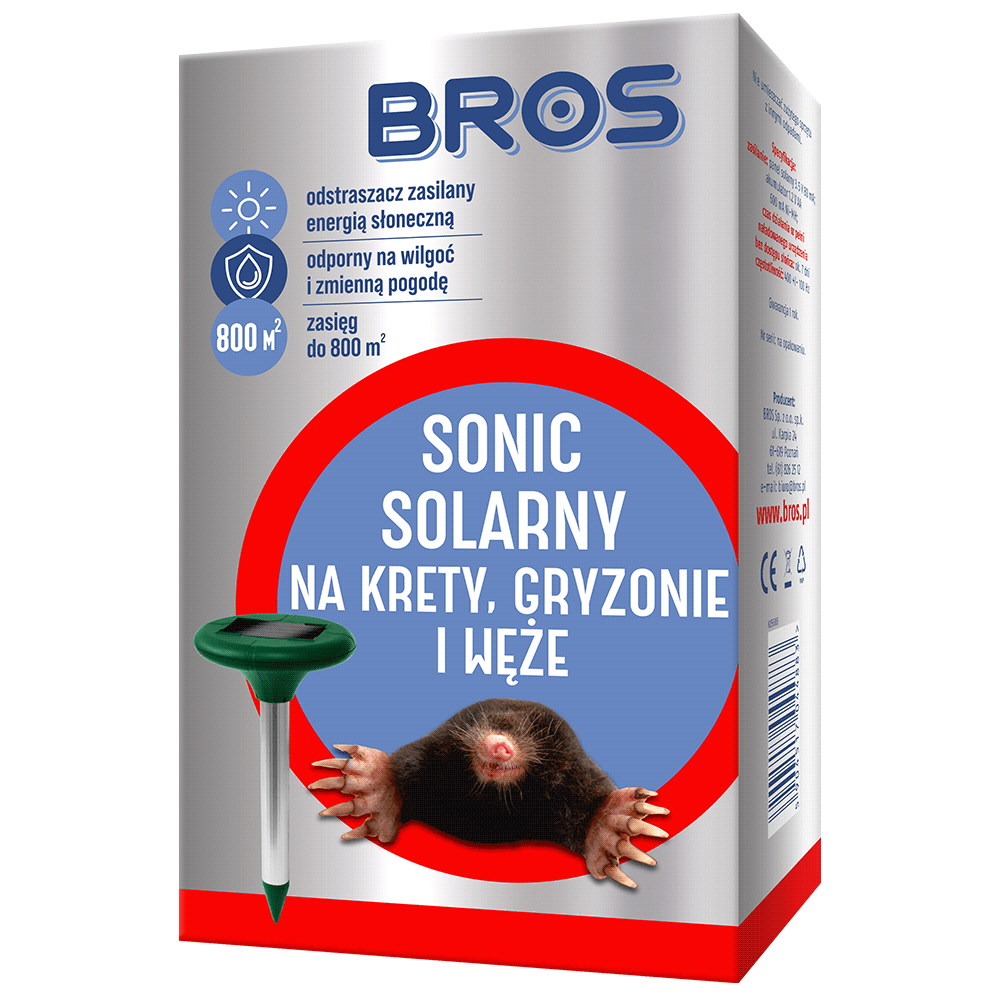 Odstraszacz solarny na krety, gryzonie i węże BROS Sonic