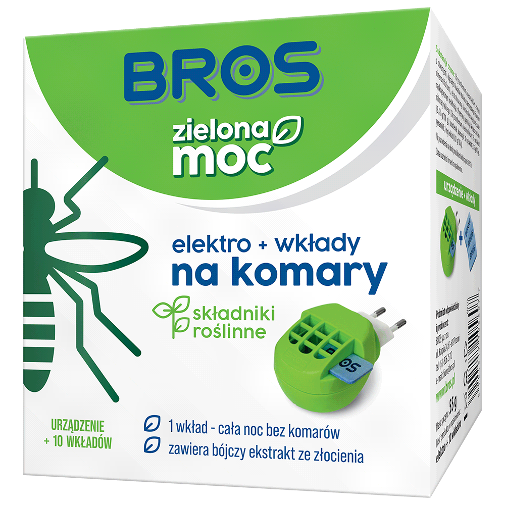 Elektrofumigator na komary Bros Zielona Moc + 10 wkładów