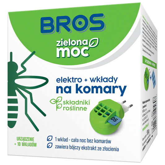 Elektrofumigator na komary Bros Zielona Moc + 10 wkładów