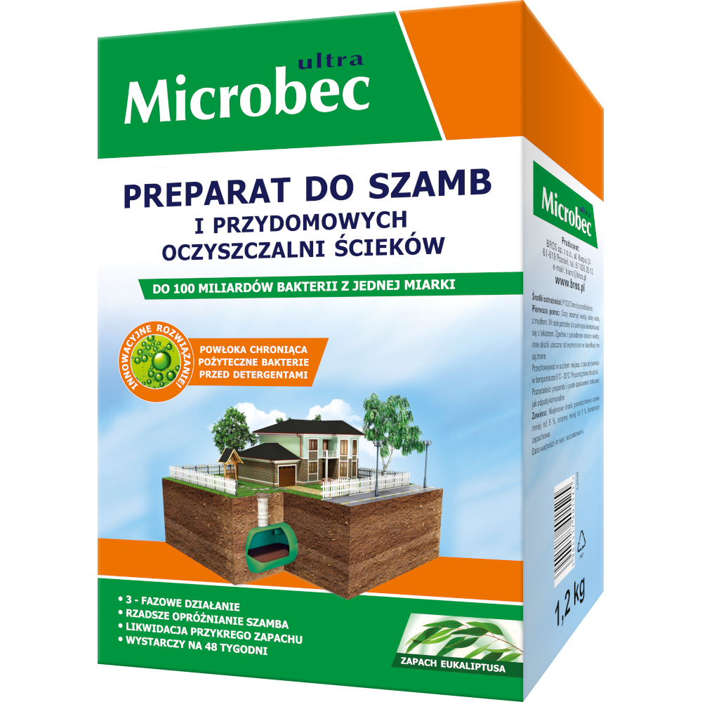 Preparat do szamb o zapachu eucaliptusa Microbec 900g + 300g