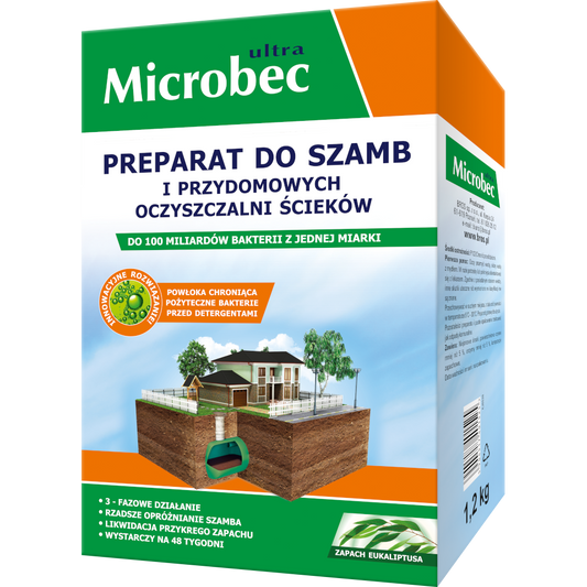 Preparat do szamb o zapachu eucaliptusa Microbec 900g + 300g