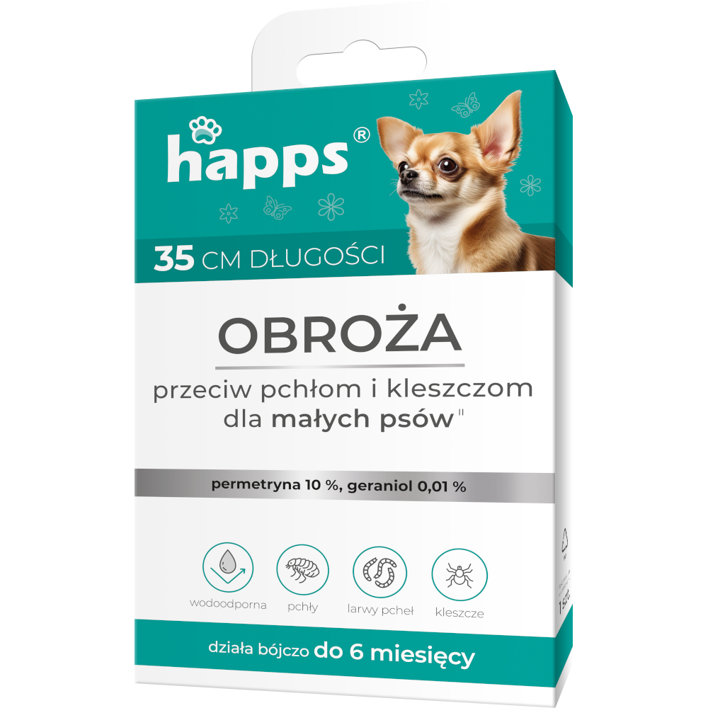 Obroża przeciw pchłom dla małych psów Happs 35cm