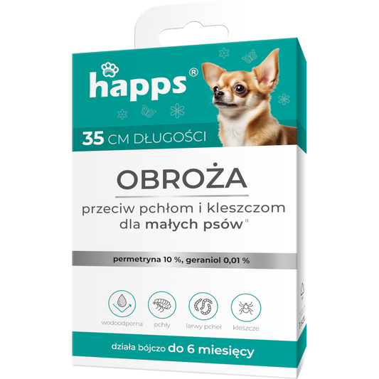 Obroża przeciw pchłom dla małych psów Happs 35cm