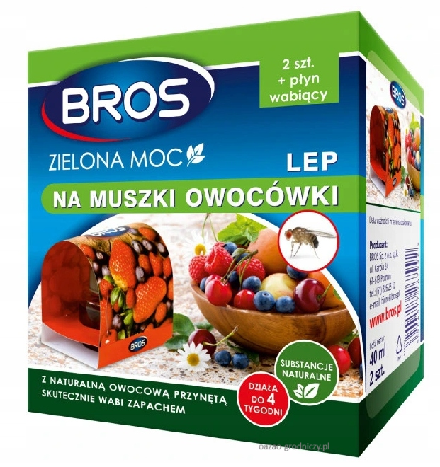 Lep na muszki owocówki Bros Zielona Moc 2 szt. + płyn wabiący