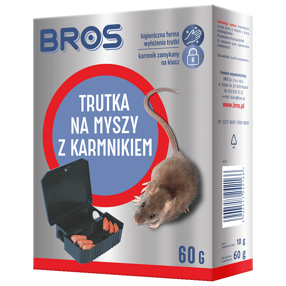 Karmnik na myszy z trutką 60g BROS